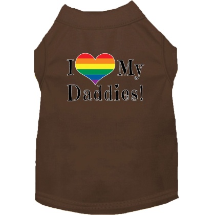 I heart my Daddies Screen Print Dog Shirt Brown Lg