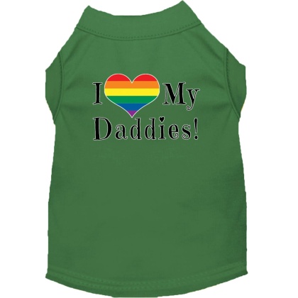 I heart my Daddies Screen Print Dog Shirt Green Lg