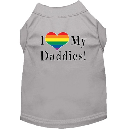 I heart my Daddies Screen Print Dog Shirt Grey Lg