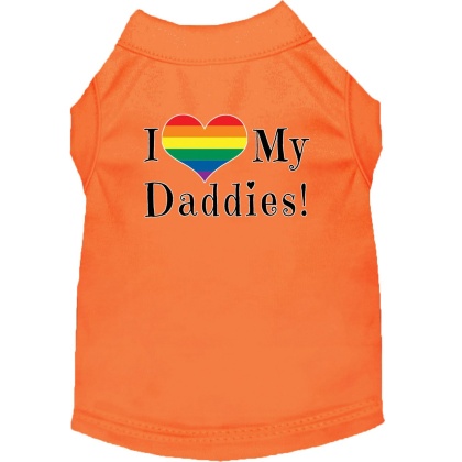 I heart my Daddies Screen Print Dog Shirt Orange Lg