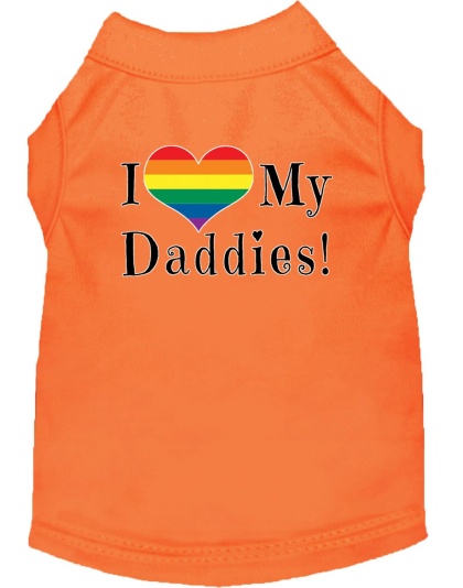 I heart my Daddies Screen Print Dog Shirt Orange Lg