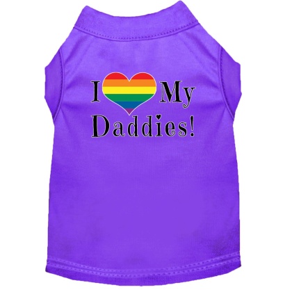 I heart my Daddies Screen Print Dog Shirt Purple Lg