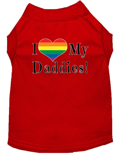 I heart my Daddies Screen Print Dog Shirt Red Lg