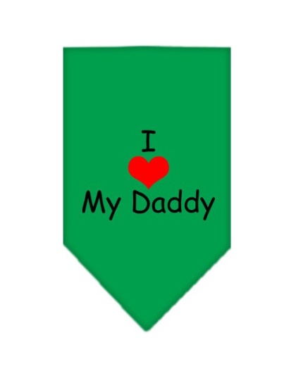 I Heart My Daddy Screen Print Bandana Emerald Green Large