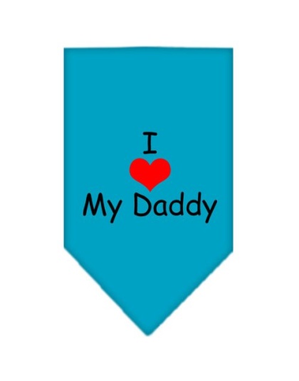 I Heart My Daddy Screen Print Bandana Turquoise Large