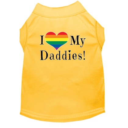 I heart my Daddies Screen Print Dog Shirt Yellow Lg