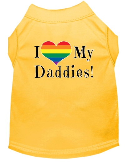 I heart my Daddies Screen Print Dog Shirt Yellow Lg