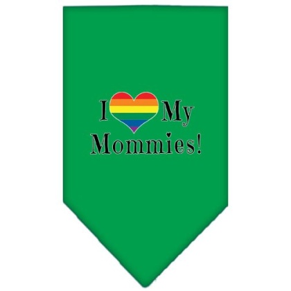 I heart my Mommies Screen Print Bandana Emerald Green Large