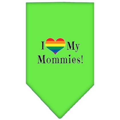 I heart my Mommies Screen Print Bandana Lime Green Large