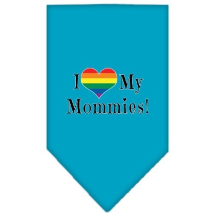 I heart my Mommies Screen Print Bandana Turquoise Large