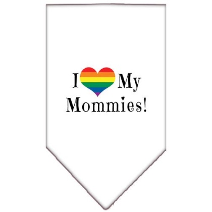 I heart my Mommies Screen Print Bandana White Large