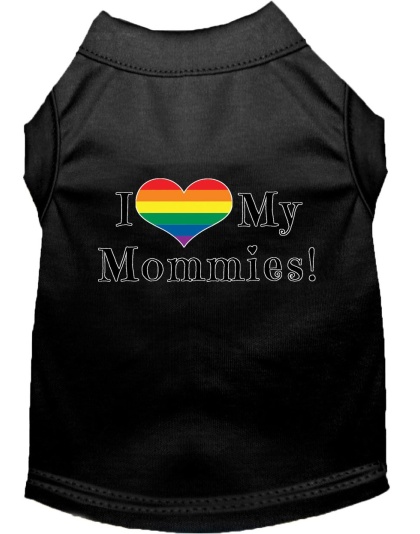 I Heart my Mommies Screen Print Dog Shirt Black Lg