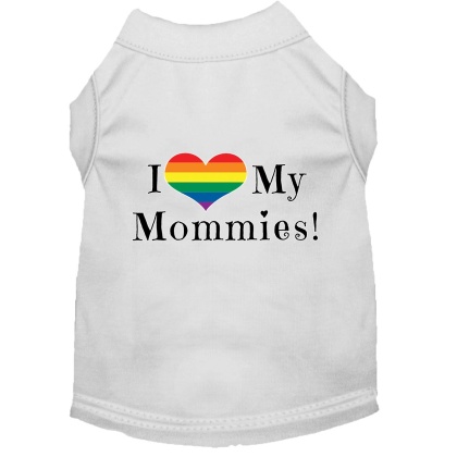 I Heart my Mommies Screen Print Dog Shirt White Lg