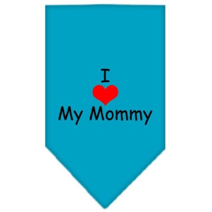 I Heart My Mommy Screen Print Bandana Turquoise Large