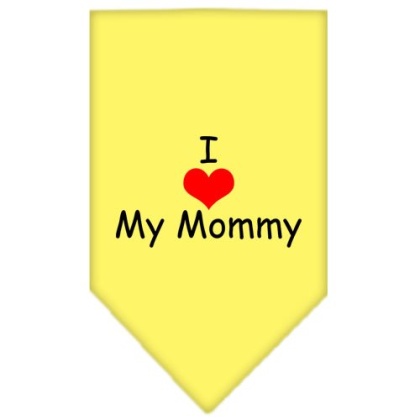 I Heart My Mommy Screen Print Bandana Yellow Large