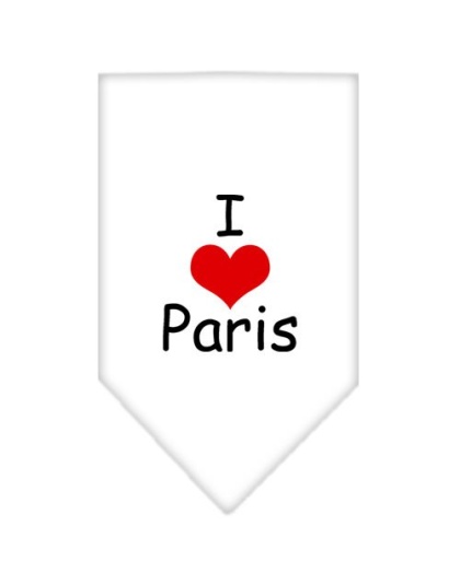 I Heart Paris Screen Print Bandana White Large