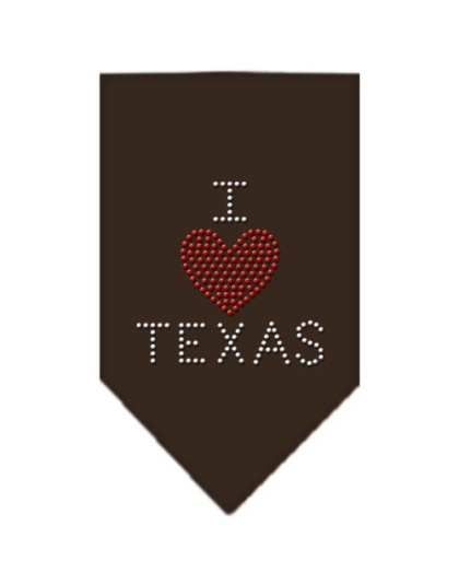 I Heart Texas Rhinestone Bandana Cocoa Large