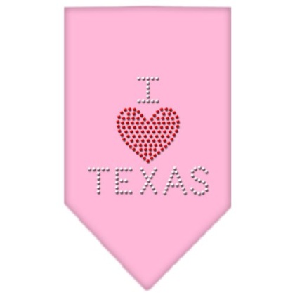 I Heart Texas Rhinestone Bandana Light Pink Large