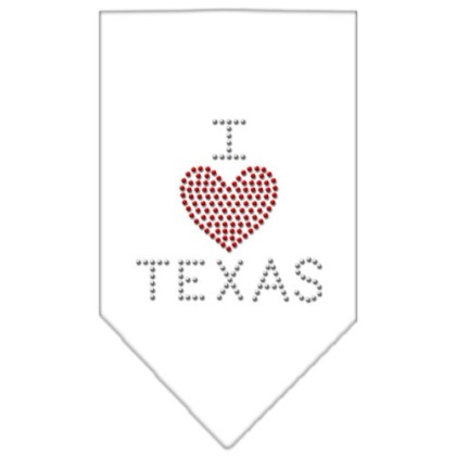 I Heart Texas Rhinestone Bandana White Large