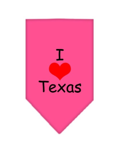 I Heart Texas Screen Print Bandana Bright Pink Large