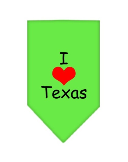 I Heart Texas Screen Print Bandana Lime Green Large