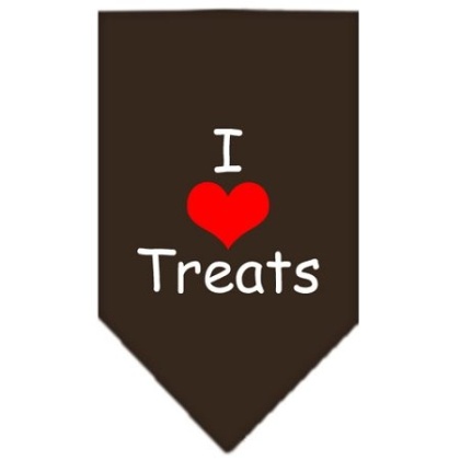 I Heart Treats Screen Print Bandana Cocoa Large