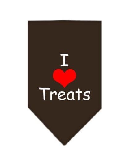 I Heart Treats Screen Print Bandana Cocoa Large