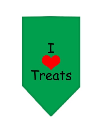 I Heart Treats Screen Print Bandana Emerald Green Large