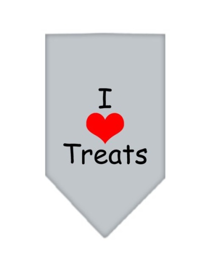 I Heart Treats Screen Print Bandana Grey Large