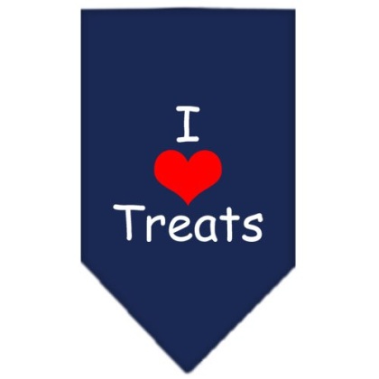 I Heart Treats Screen Print Bandana Navy Blue large