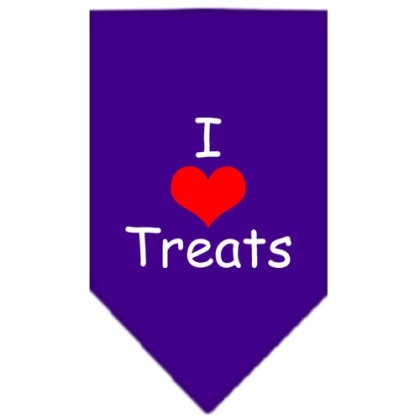 I Heart Treats Screen Print Bandana Purple Large