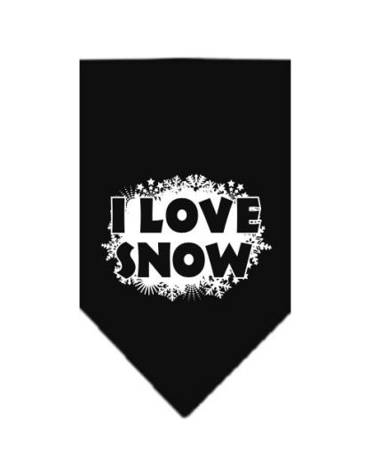 I Love Snow Screen Print Bandana Black Large