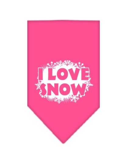 I Love Snow Screen Print Bandana Bright Pink Large