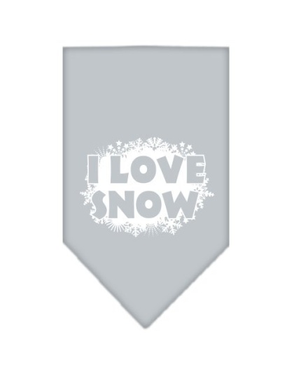 I Love Snow Screen Print Bandana Grey Large