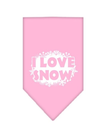 I Love Snow Screen Print Bandana Light Pink Large