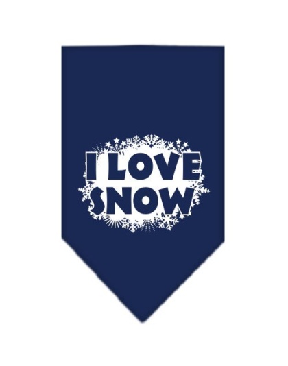 I Love Snow Screen Print Bandana Navy Blue large