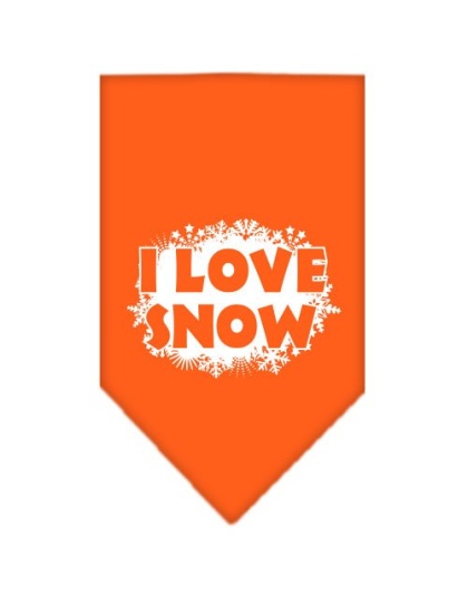 I Love Snow Screen Print Bandana Orange Large