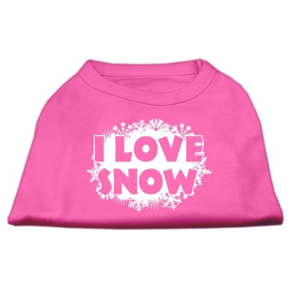 I Love Snow Screenprint Shirts Bright Pink L