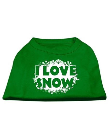 I Love Snow Screenprint Shirts Emerald Green Lg