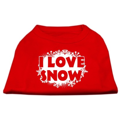 I Love Snow Screenprint Shirts Red L