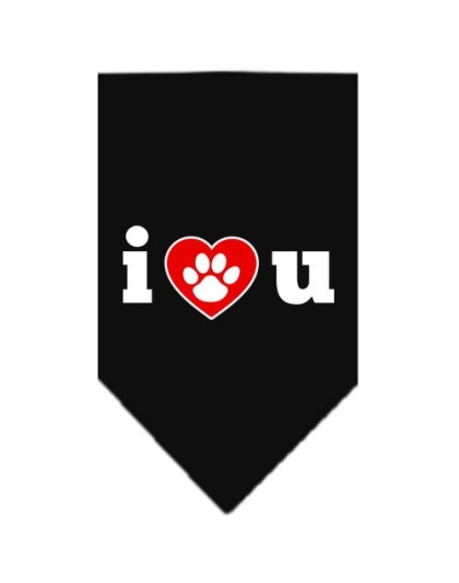 I Love U Screen Print Bandana Black Large