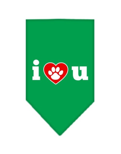 I Love U Screen Print Bandana Emerald Green Large