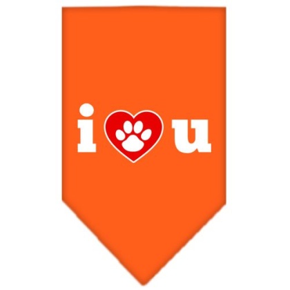 I Love U Screen Print Bandana Orange Large