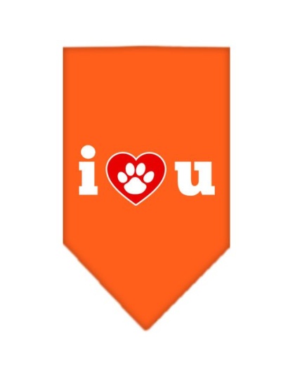 I Love U Screen Print Bandana Orange Large