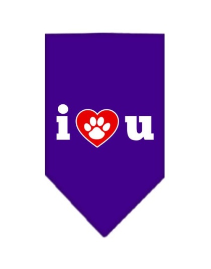 I Love U Screen Print Bandana Purple Large