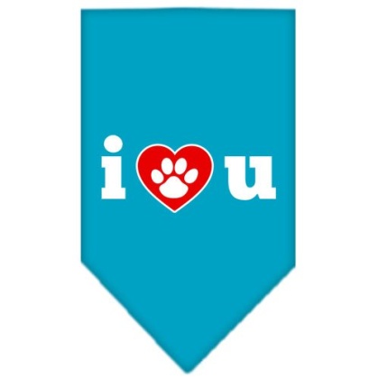 I Love U Screen Print Bandana Turquoise Large