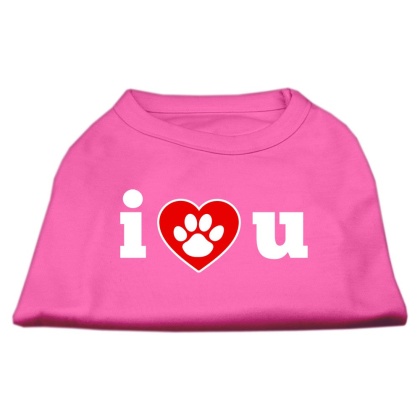 I Love U Screen Print Shirt Bright Pink Lg