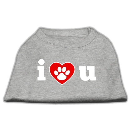 I Love U Screen Print Shirt Grey Lg