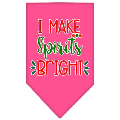 I Make Spirits Bright Screen Print Bandana Bright Pink Large