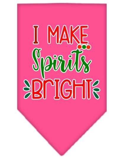 I Make Spirits Bright Screen Print Bandana Bright Pink Large